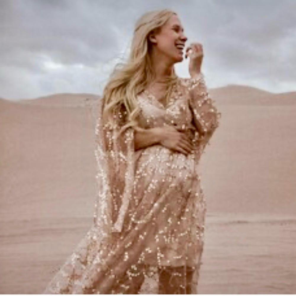 Elegant Maternity Sequin Embellished Gown